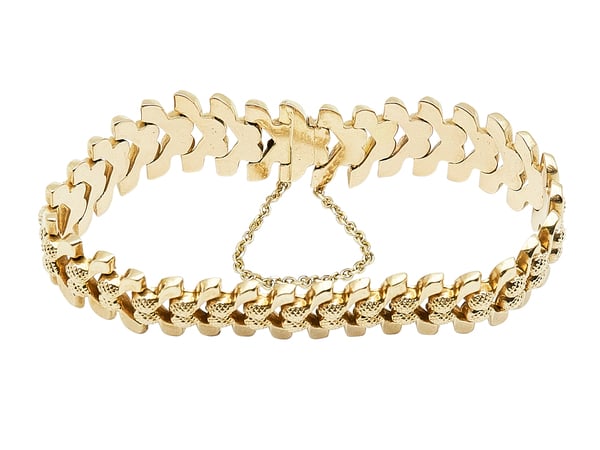 Textured 18K Yellow Gold Link Bracelet