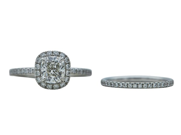 GIA 1.05 CT Cushion Modified Cut Bridal Set Harry Winston Ring, F, VVS2