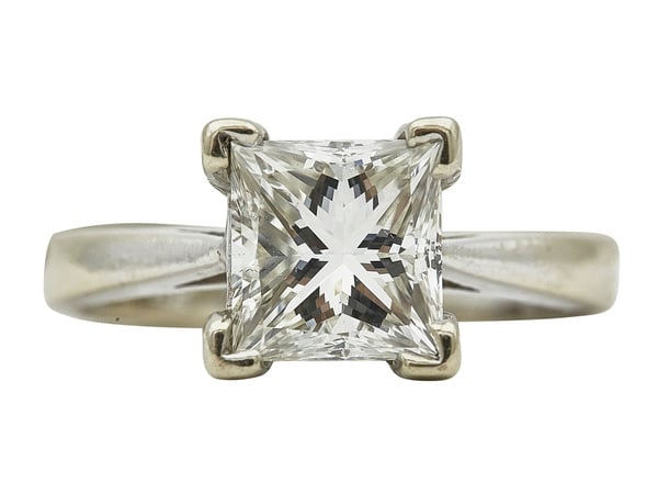 1.62 - 1.77 CT Princess Cut Solitaire Ring, I-J, VS2-SI1