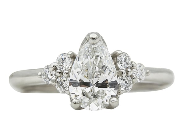 GIA 1.01 CT Pear Cut Solitaire Ring, E, VS1