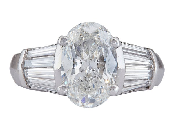 GIA 3.11 CT Oval Cut Solitaire Ring, H, I1