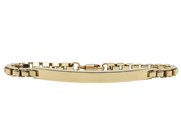 Tiffany & Co. ID Bracelet on Box Chain, 18K Yellow Gold