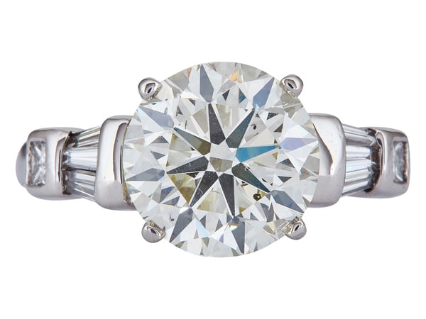 GIA 4.01 CT Round Cut Solitaire Ring, N, SI2