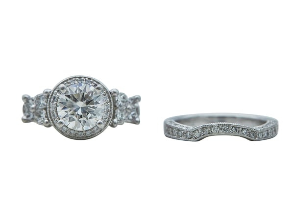 GIA 1.70 CT Round Cut Bridal Set Ring, I, SI2