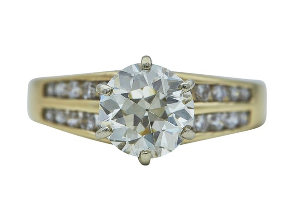 GIA 2.34 CT Circular Brilliant Cut Solitaire Ring, M, SI1