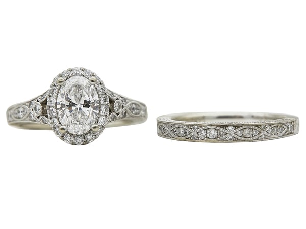 GIA 1.20 CT Oval Cut Bridal Set Ring, D, SI2